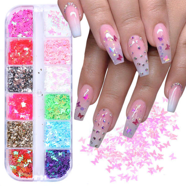 Symphony Butterfly Sequin Nail Decoration – Shimmer Nail Art